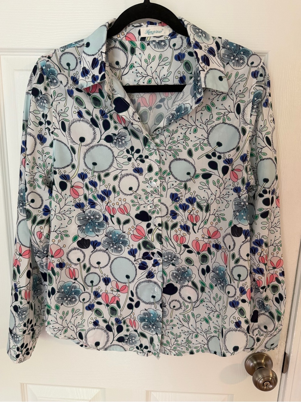 Floral Button-Down Blouse in White Multicolor
